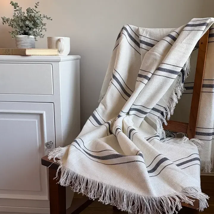 Recycled Cotton Throw Blanket, Hampton