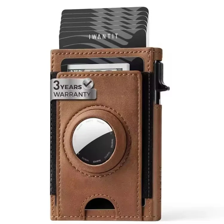 Arriving soon - Premium Full-Grain Leather RFID-Blocking AirTag Card Wallet