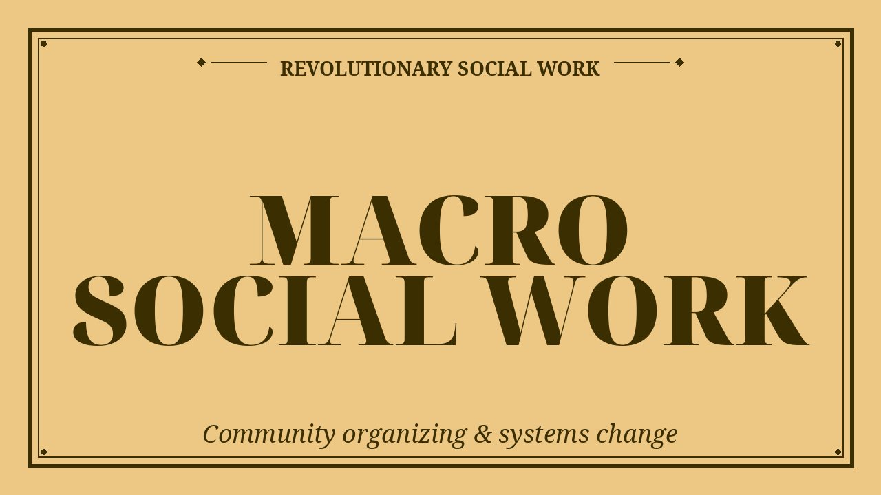 Episodes on macro practice, community organizing, policy advocacy, systems change, and moving beyond clinical-only social work.