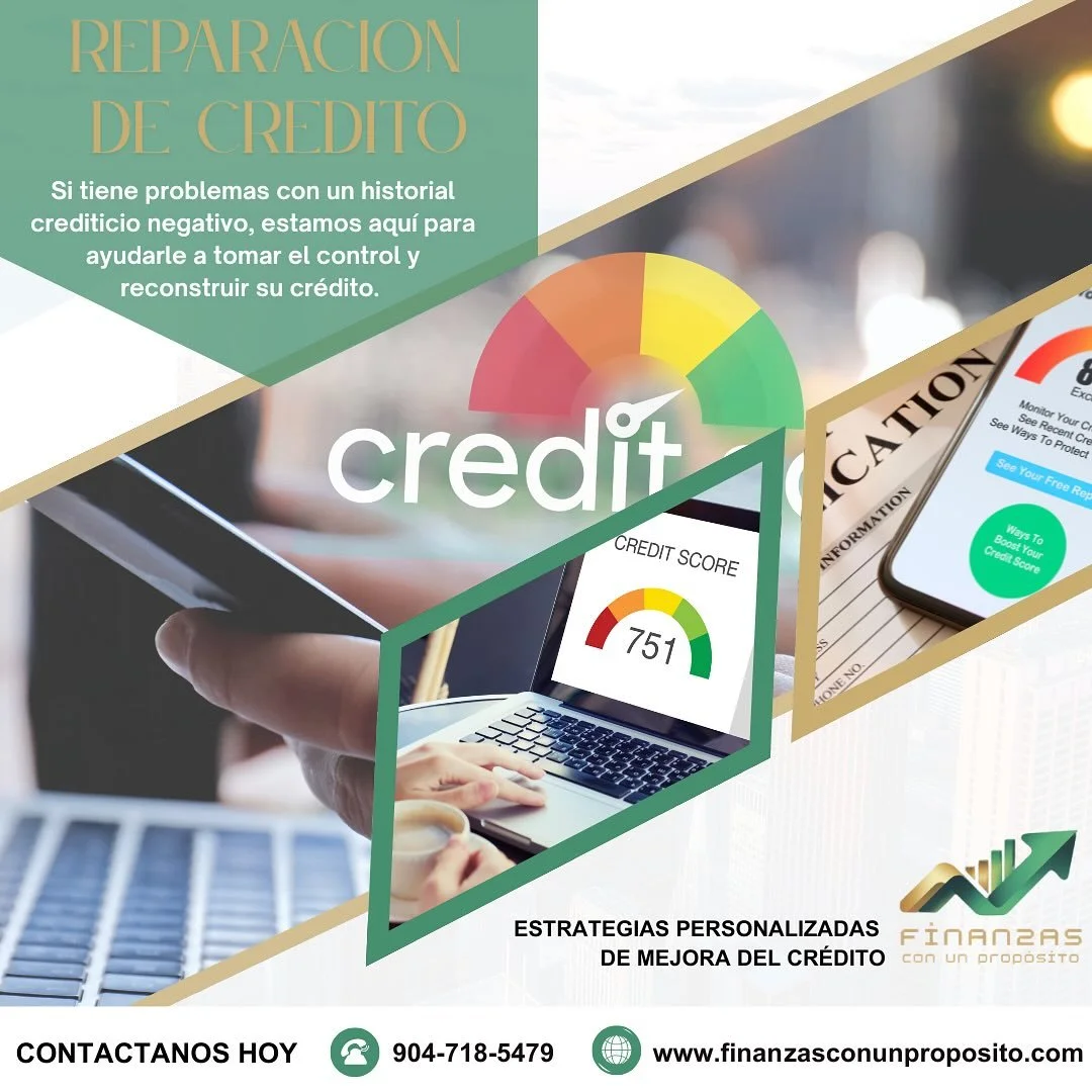 📈 &iquest;Tienes mal cr&eacute;dito? &iexcl;Nosotros te ayudamos!

En Finanzas con un Prop&oacute;sito te ofrecemos estrategias personalizadas para reparar tu historial crediticio, eliminar cuentas negativas y ayudarte a recuperar tu puntaje.

✅ An&