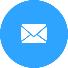 Icon of an envelope on a blue circular background.