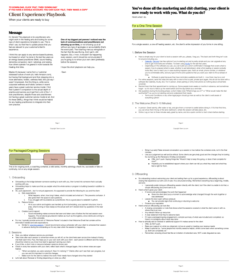 Client experience playbook tawn le on Google Doc