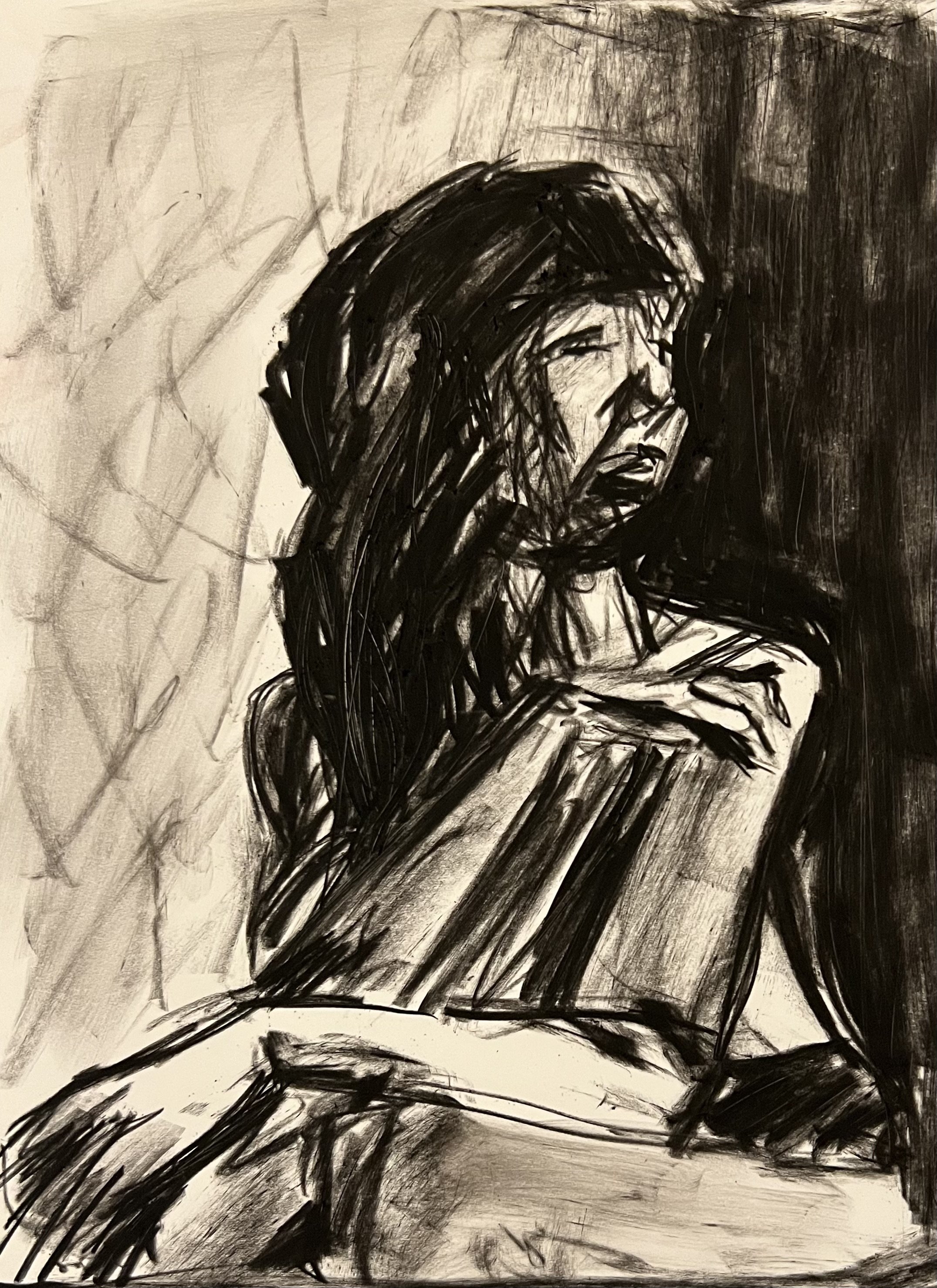 Looking Left, 2022
8 x 10 inches, Conte on Yupo