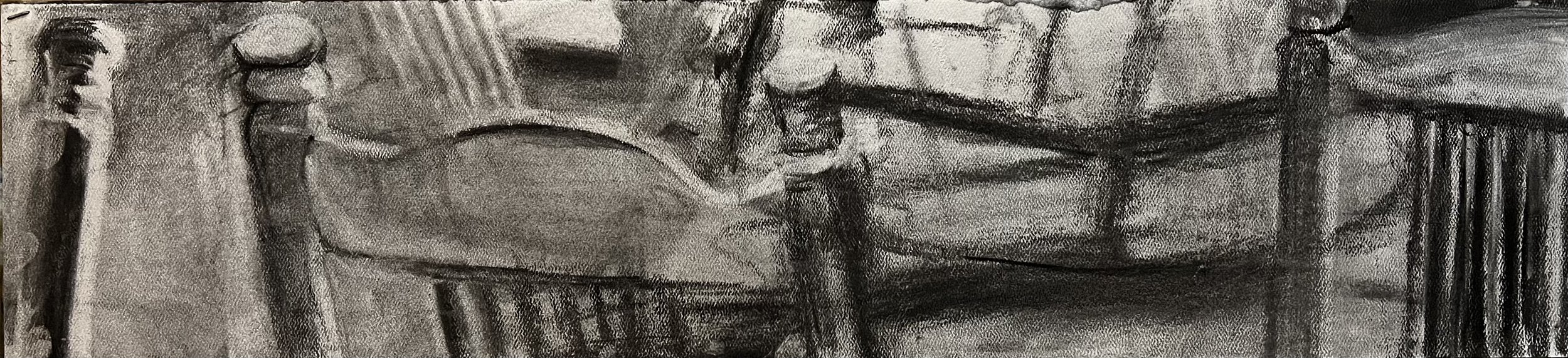 Take a Seat, 2024
30 x 10 inches, Charcoal on paper