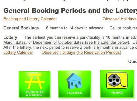 Select Picnic Sites and Shelters