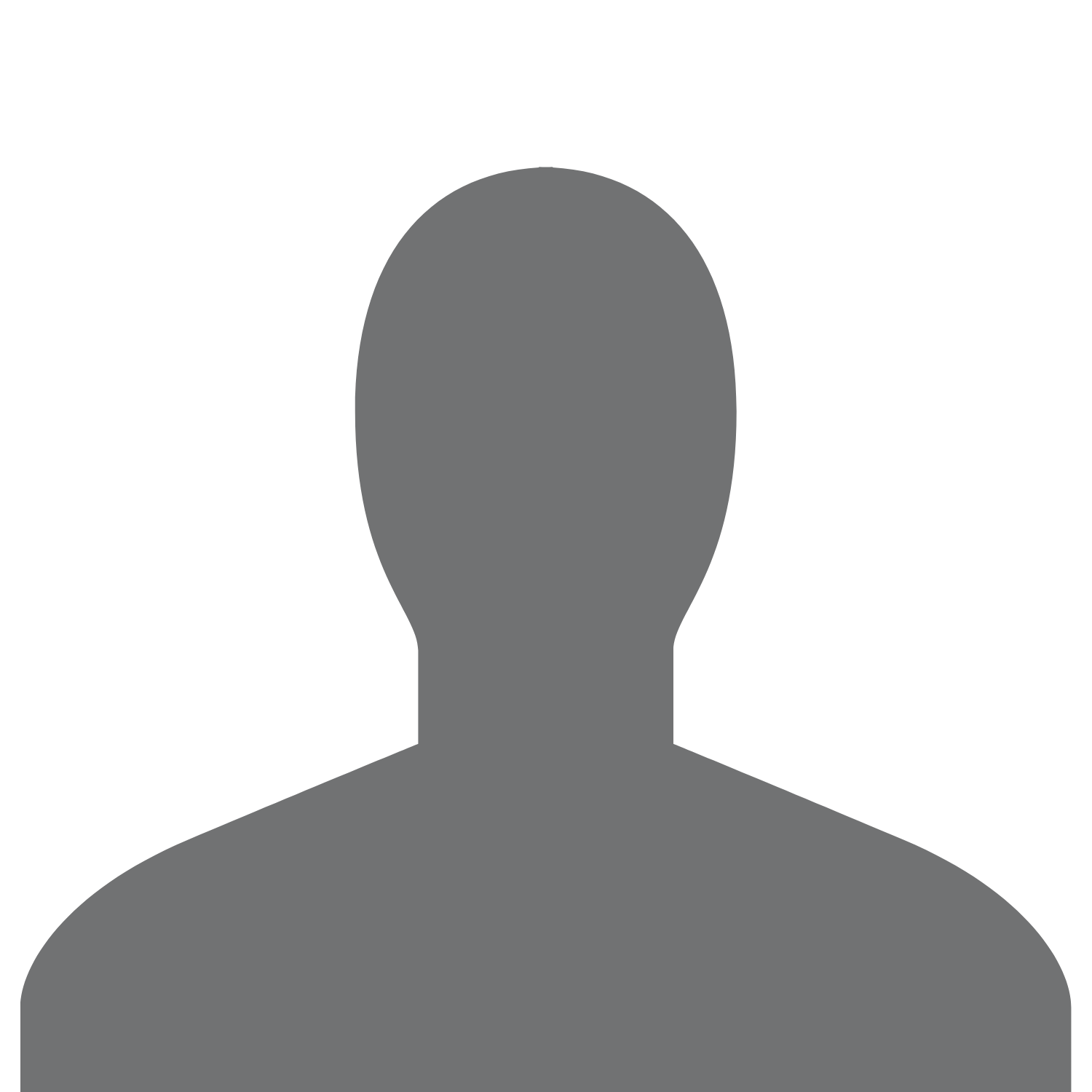Silhouette of a person with short hair, facing forward, shown in gray.