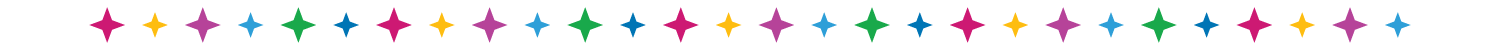 Colorful decorative divider with star shapes in various colors including pink, yellow, purple, green, and blue.