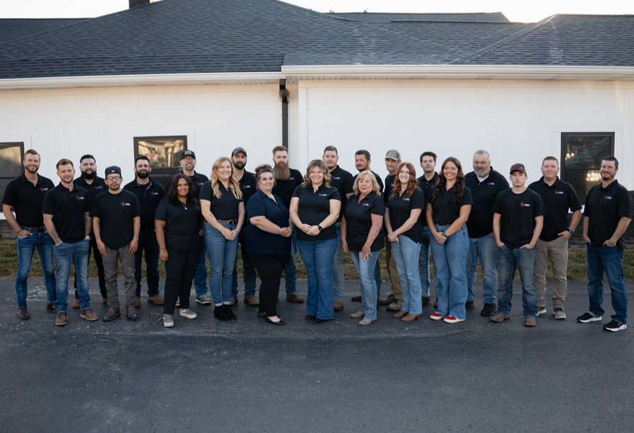 A group shot of the Red Diamond staff members outside of their headquarters in Tipton, Indiana