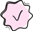 Pink seal with a checkmark