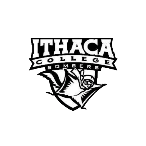 Ithaca College Bombers logo with a hawk mascot in black and white.