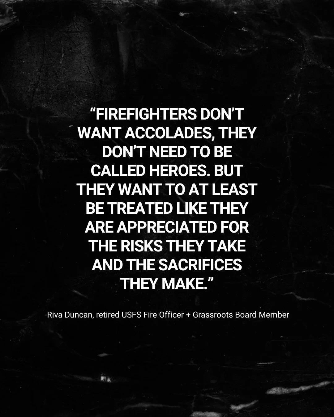 At Grassroots Wildland Firefighters, we&rsquo;re committed to making sure these men and women get the respect, support, and fair treatment they deserve.
_

#grassrootswildlandfirefighters #publicservice #grassroots #nothingaboutuswithoutus #dyingbree