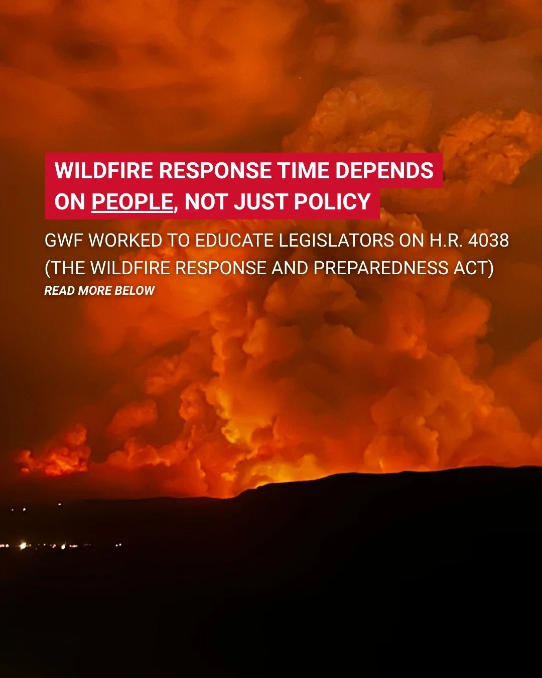Ahead of the January 14 hearing, Grassroots Wildland Firefighters shared our perspective with legislators on H.R. 4038, the Wildfire Response and Preparedness Act.

We agree that wildfire response time matters. But a national 30-minute response stand