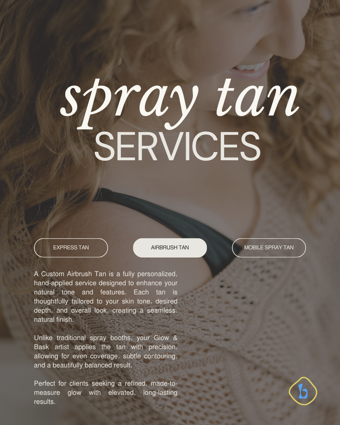 Professional custom spray tan services near Friendswood and Pearland TX. Glow & Bask offers mobile spray tans, bridal spray tans, rapid rinse airbrush tanning, custom color matching, sweat-resistant tanning solutions, and long-lasting natural-looking