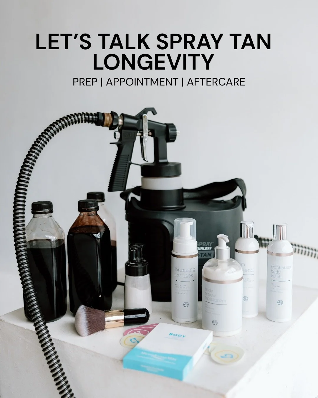 A flawless spray tan doesn&rsquo;t just happen, it&rsquo;s built.

From how you prep your skin, to how you care for it after your appointment, every step plays a role in how your tan develops, wears, and fades.

At Glow &amp; Bask, we focus on more t