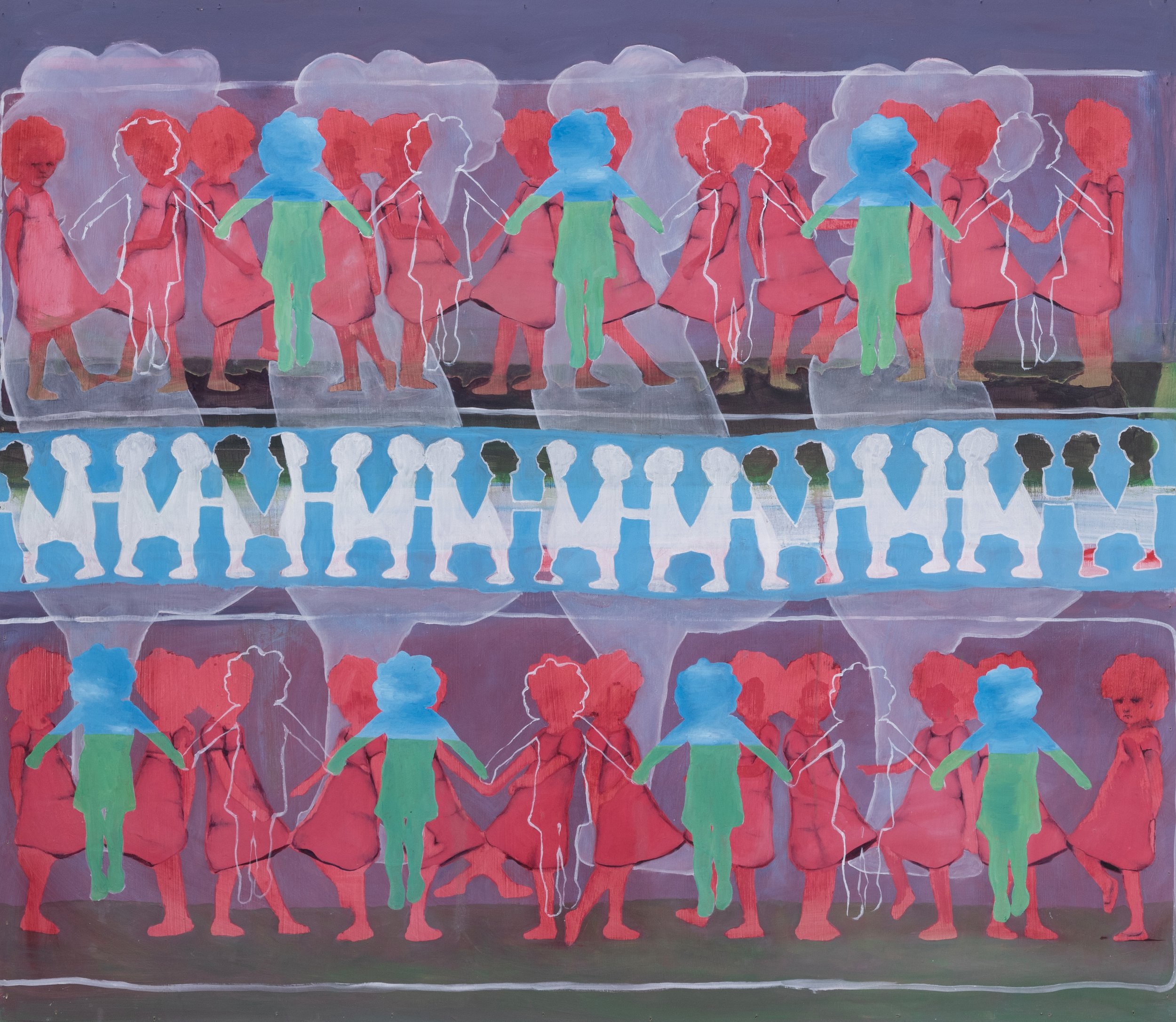 a chain link, oil on board, 2025