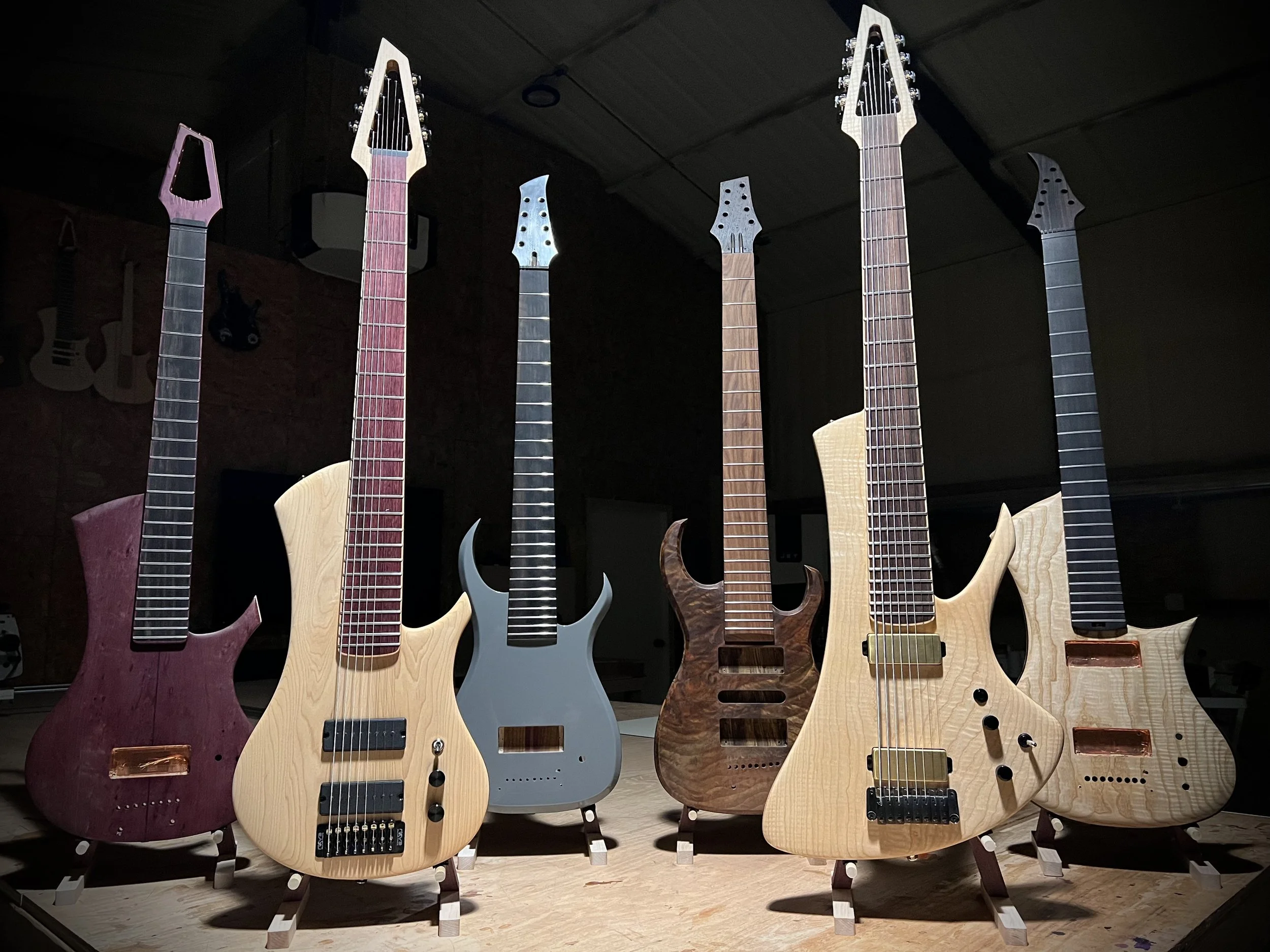 35" 8-string guitar prototypes