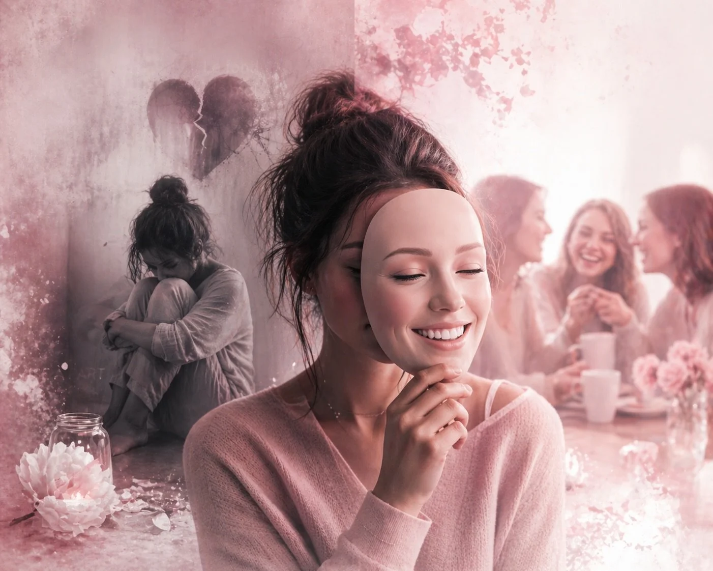 Tu souris, tu ris, tu fais semblant d&rsquo;aller bien quand tu es entour&eacute;e. 
Mais d&egrave;s que tu te retrouves seule, tout s&rsquo;effondre.

Personne ne voit ce que tu caches derri&egrave;re ton regard. 
Personne ne ressent ce vide qui te 