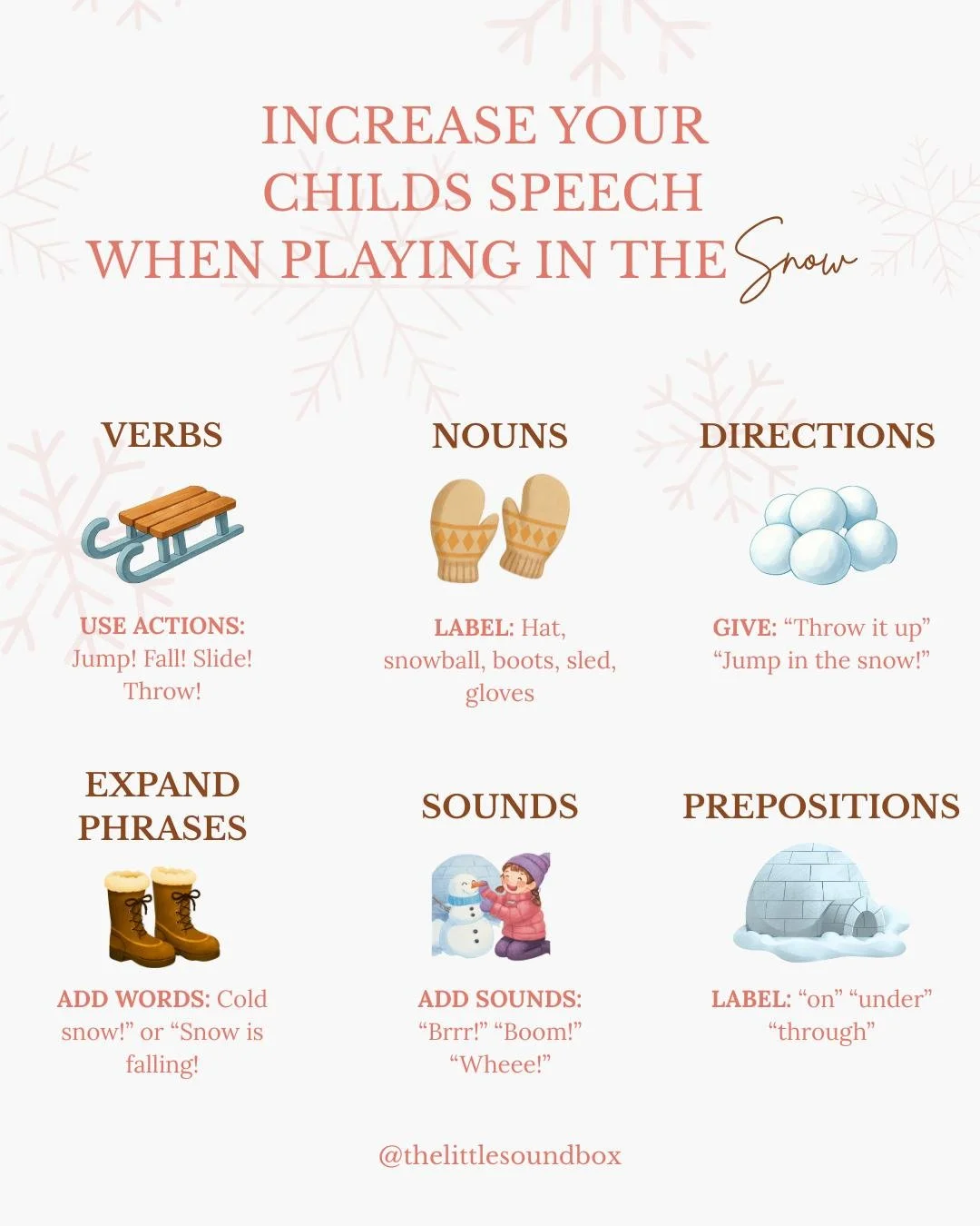 Snow day fun can also be a language day win! ❄️☃️

Play is the perfect time to build speech and language skills&mdash;especially in the snow! 

Every snowflake is a chance to learn something new!

📍Now booking in Syosset | CPSE &amp; private pay
📞 