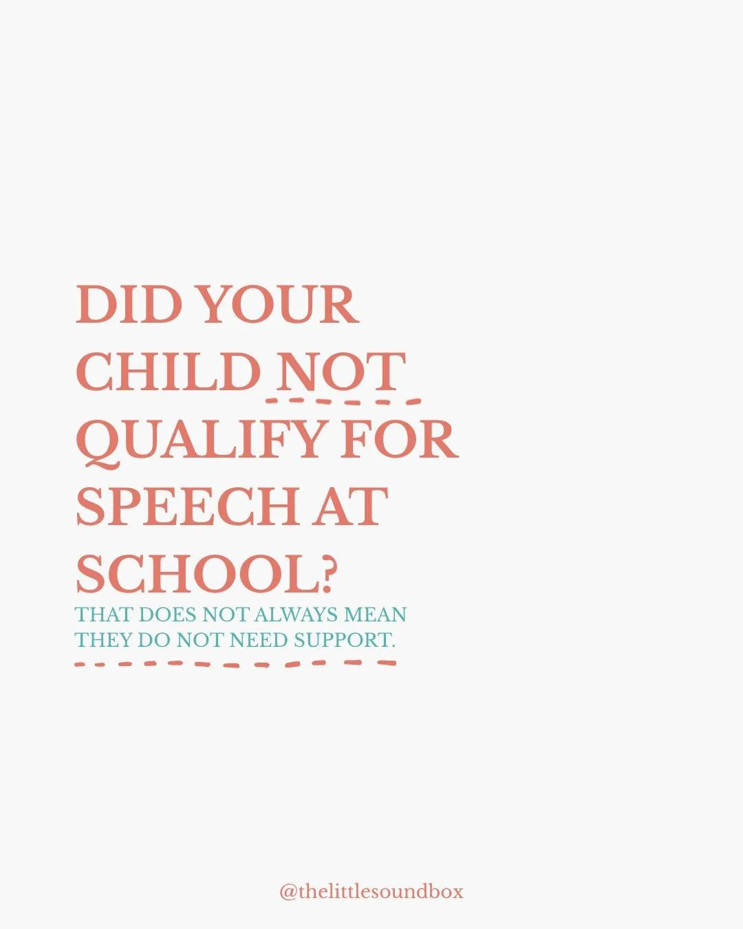 If your child did not qualify for speech services at school, it does not always mean they do not need support 💬

School eligibility is based on specific criteria like academic impact, not always your child&rsquo;s individual communication needs. A c