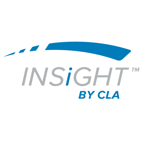 Logo for INSIGHT BY CLA with a stylized swoosh above the text