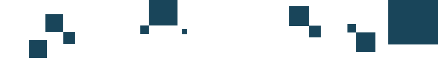 Blue background with scattered dark blue squares and rectangles of various sizes.