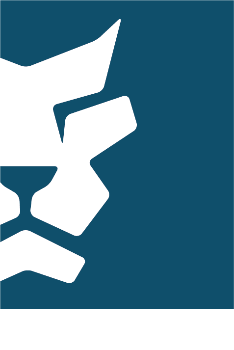 Logo of LeoCommand, featuring a stylized animal head in white against a blue background.