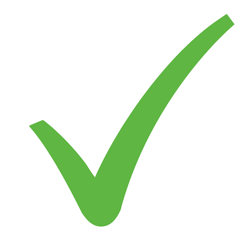 Green check mark on a white background.