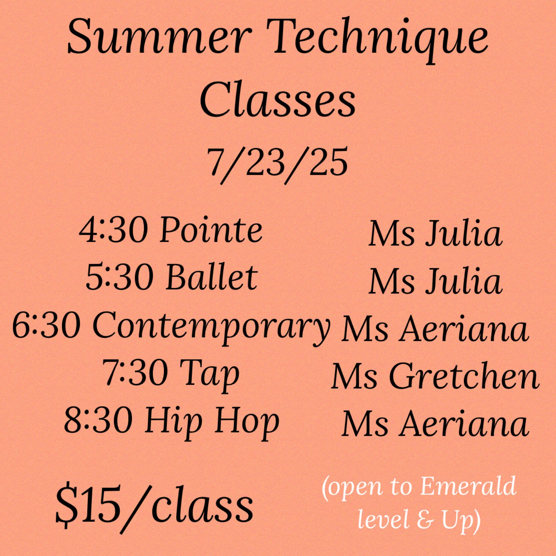 Summer Classes