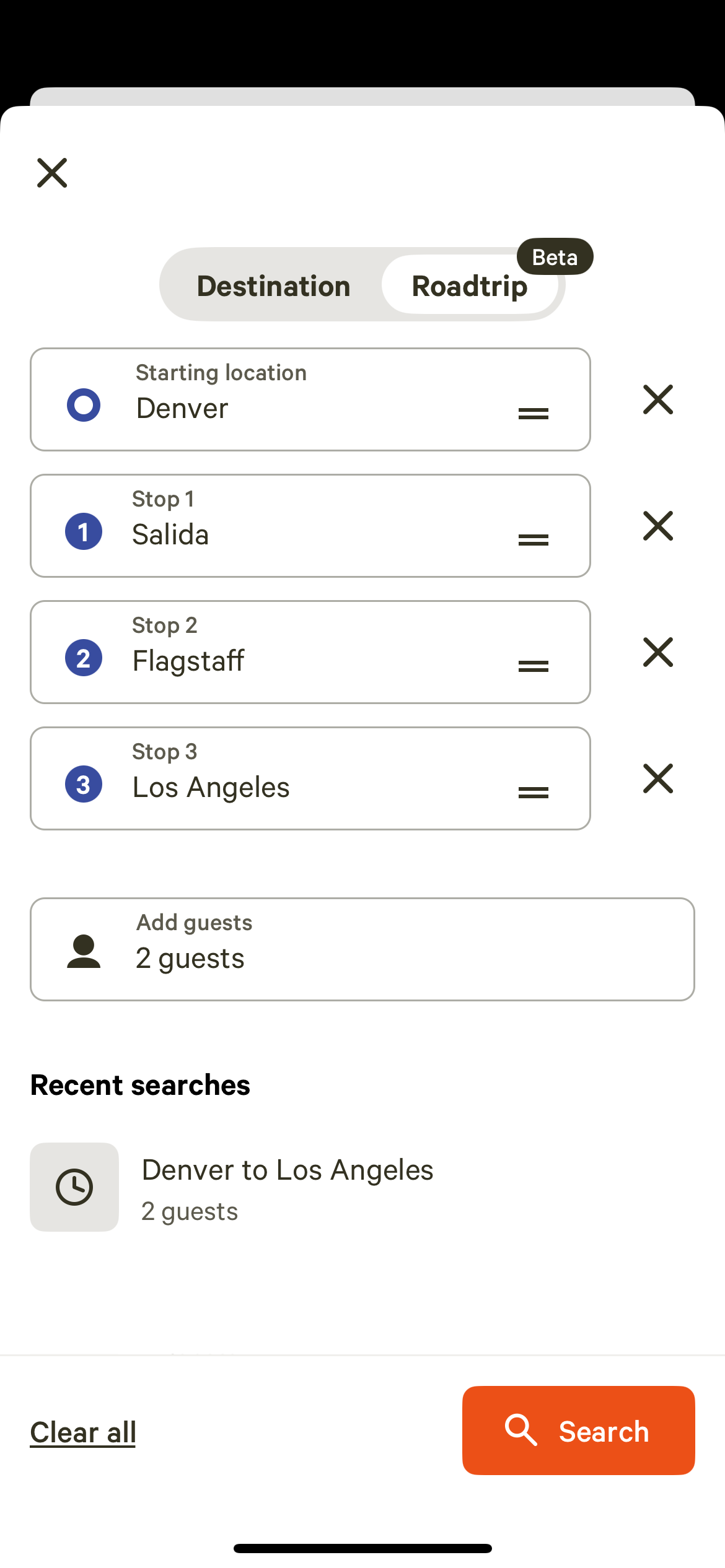 Hipcamp App Roadtrip feature