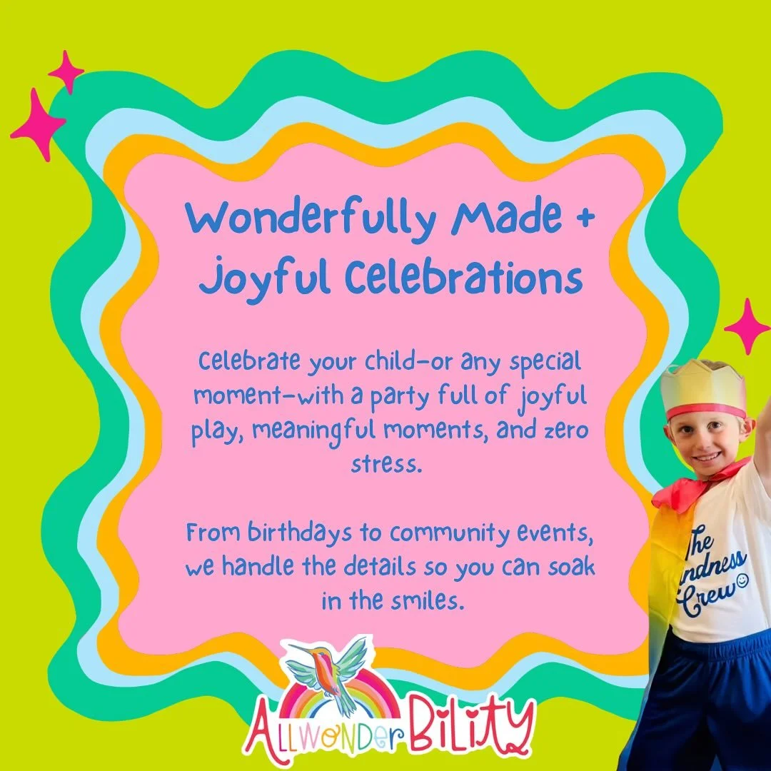 🎉 Wonderfully Made. Joyfully Celebrated. 🌈

Whether you&rsquo;re honoring a birthday, a big milestone, or simply the gift of your child, our Wonderfully Made Parties are designed to bring JOY, meaning, and zero stress. 💫

From first smiles to big 
