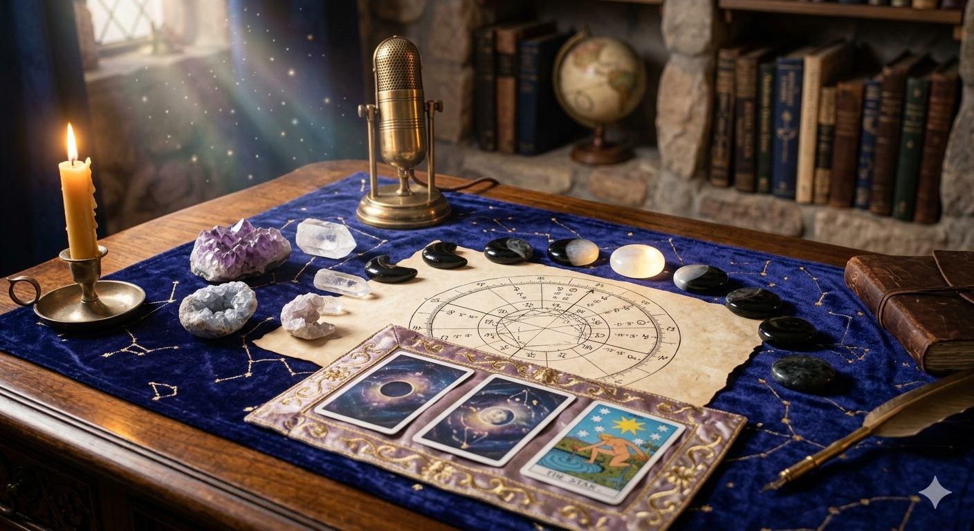 A grand, brightly lit library with tall blue walls and shelves filled with books. There are columns, a marble floor, and a large fireplace with a blazing fire. The ceiling shows a night sky with stars and a bright streak of light, creating a magical atmosphere.