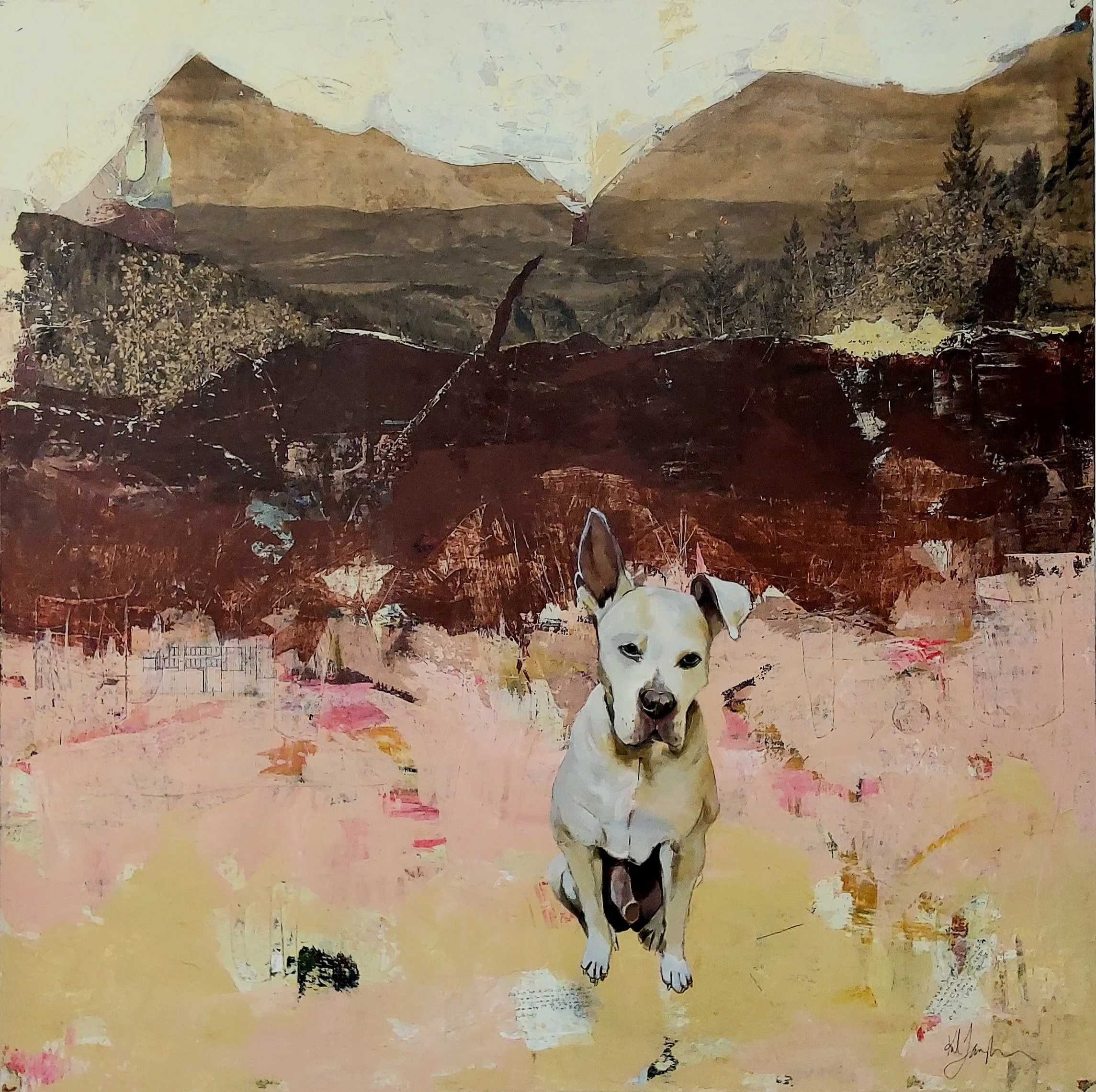 Lone god
Mixed media on canvas
47" X 47"
2025
The meaning behind Lone god is really all in the title. I had taken the photo reference in the past, drawn to the expression and demeanor of his beauty. Once given his painting home, I felt his sadness a