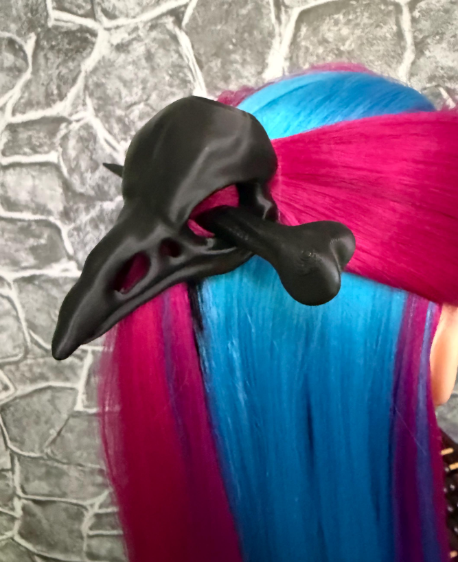 3d Printed Hairpin (skulls and bat wings)