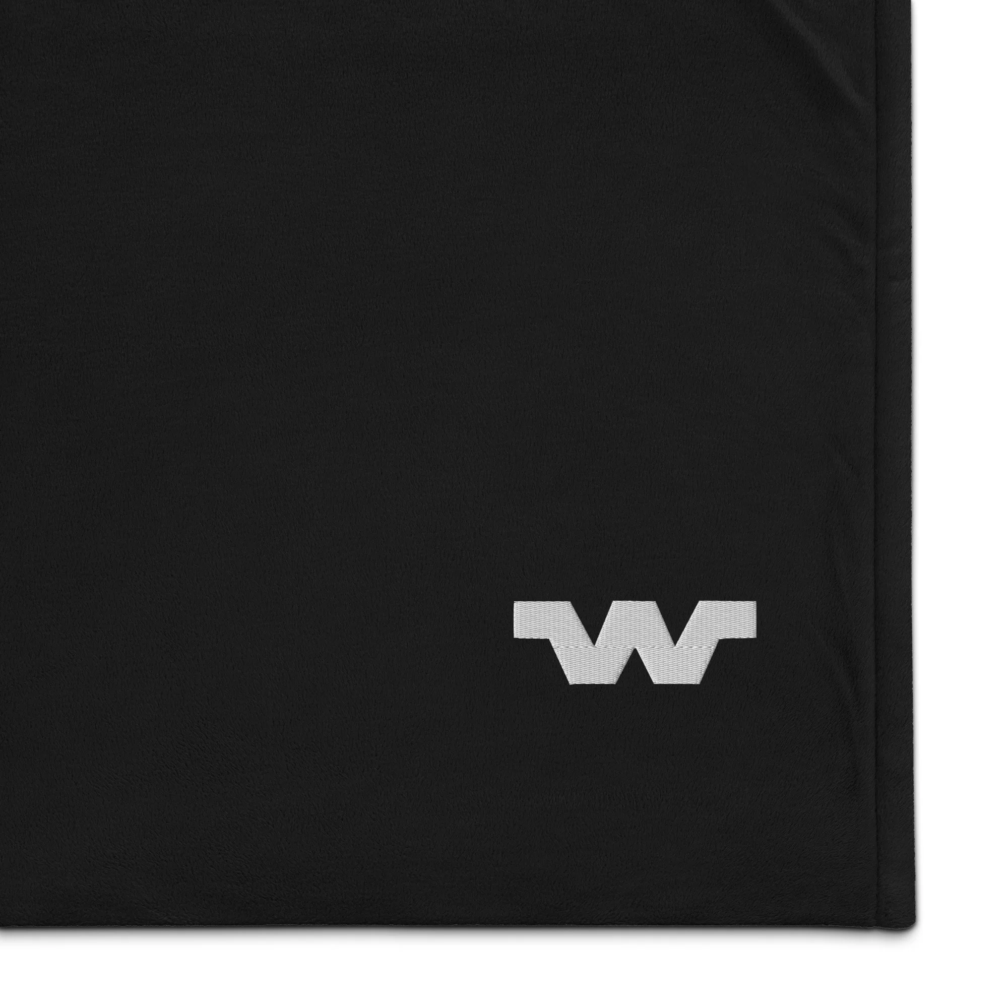 W Embroidered Sherpa Blanket