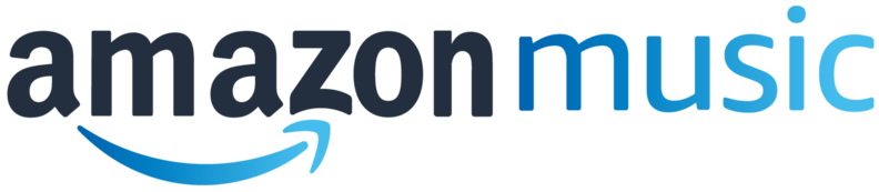 Amazon Music logo with black and blue text and a blue smile arrow underneath.