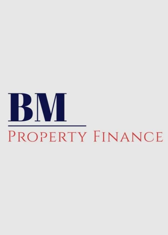 Logo for BM Property Finance with dark blue 'BM' letters, a red underline, and 'Property Finance' in red text on a gray background.