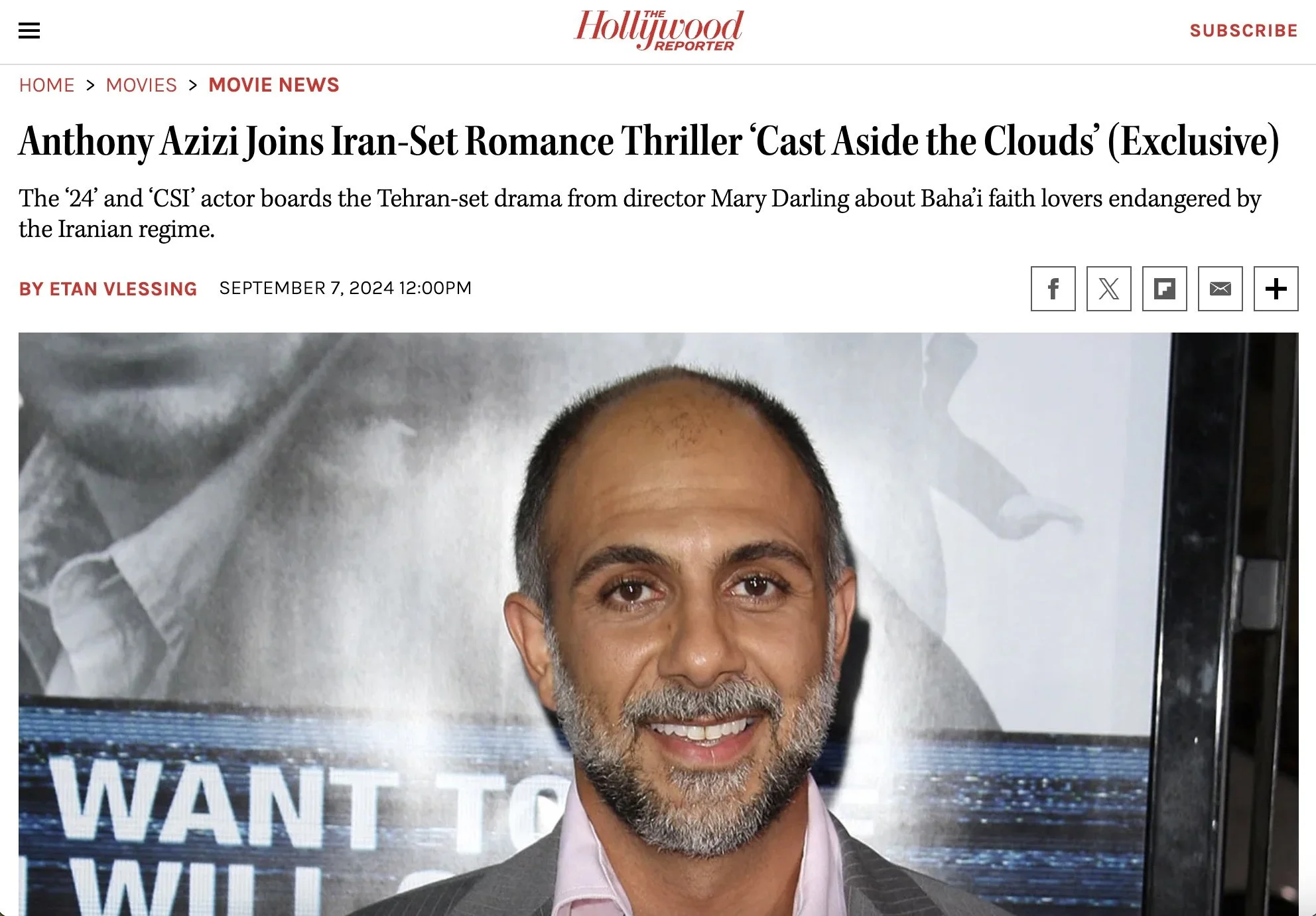 Anthony Azizi Joins Iran-Set Romance Thriller ‘Cast Aside the Clouds’ (Exclusive)