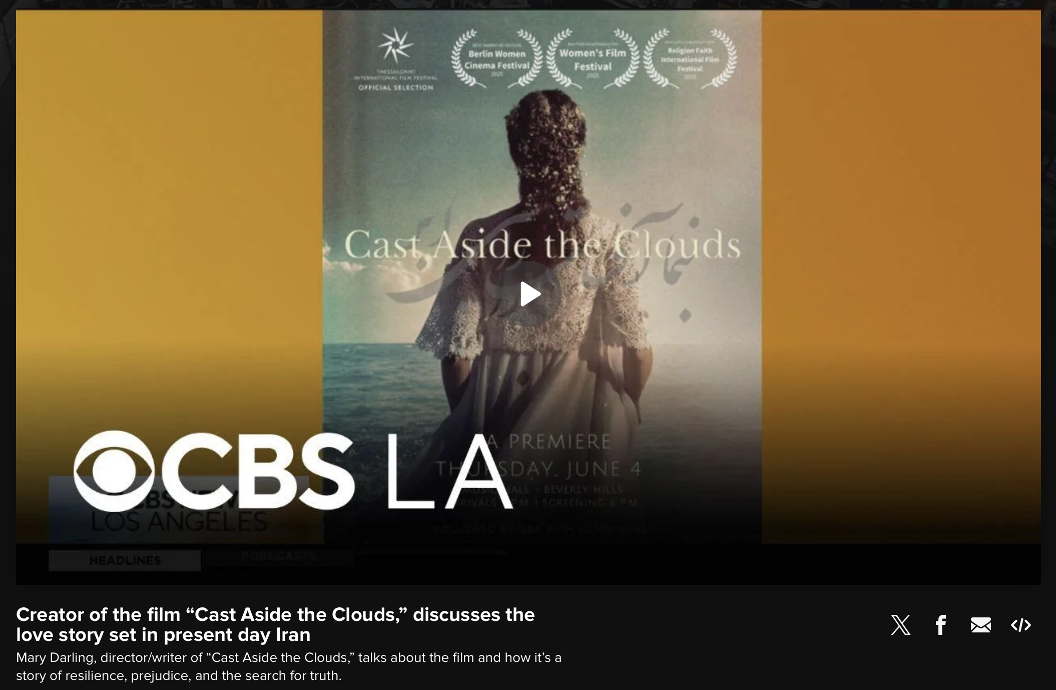 Creator of the film “Cast Aside the Clouds,” discusses the love story set in present day Iran