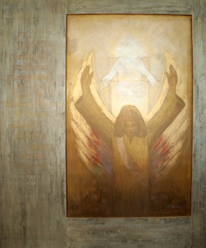 Dedicated prayer room with inspirational Jesus painting at Mercy & Truth Kansas City clinic open to visitors and staff.