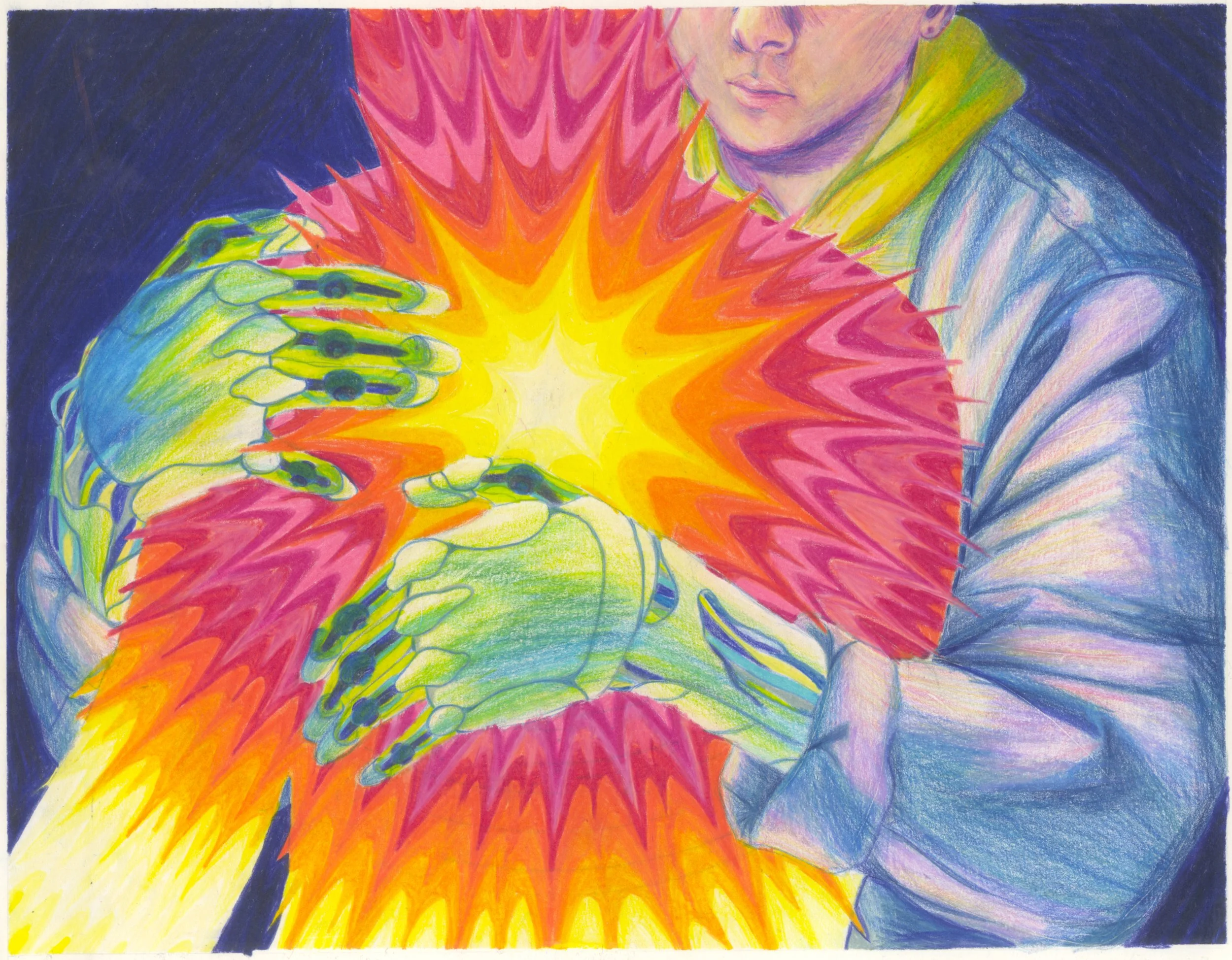 Strength and Fragility - colored pencil illustration