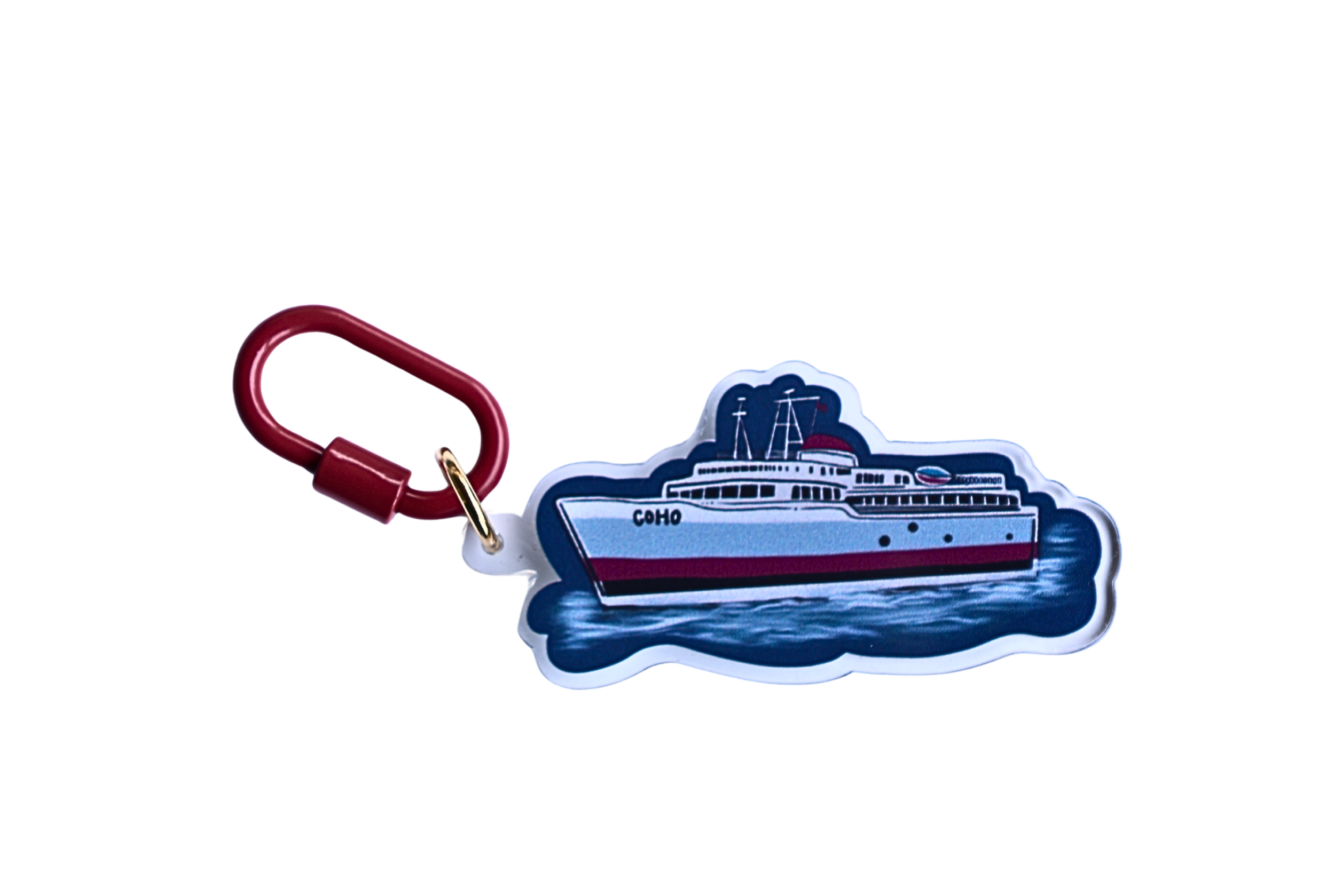 Olympic National Park Keychain | Coho Ferry Illustration | Waterproof Carabiner Keychain