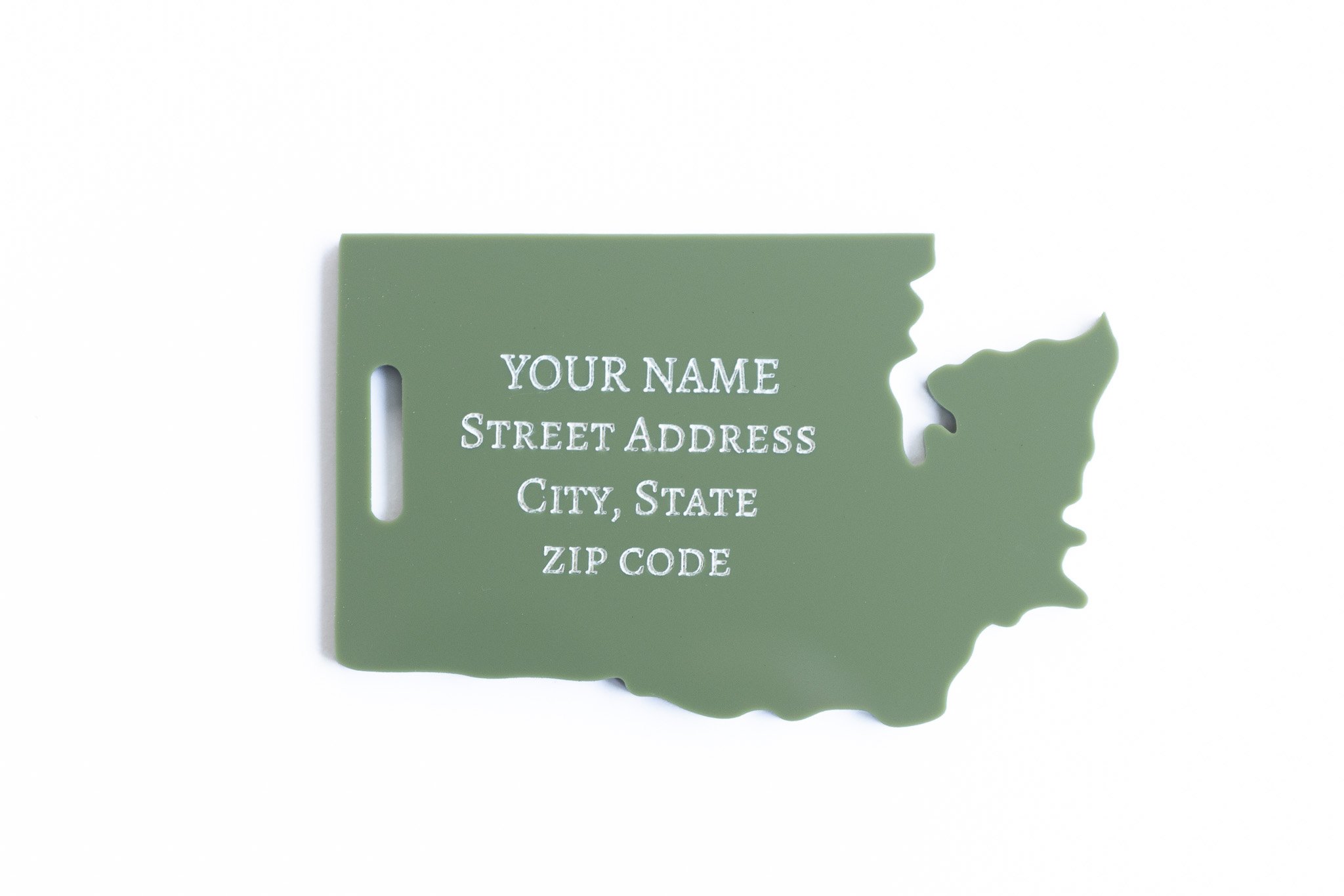 Washington State Shaped Luggage Tag - Backside Customization