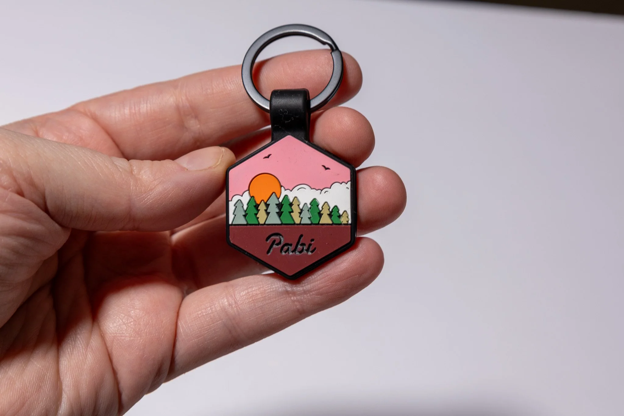 Silicone Custom Dog Tag - PNW Design 4 - Pink & Maroon Hexagon