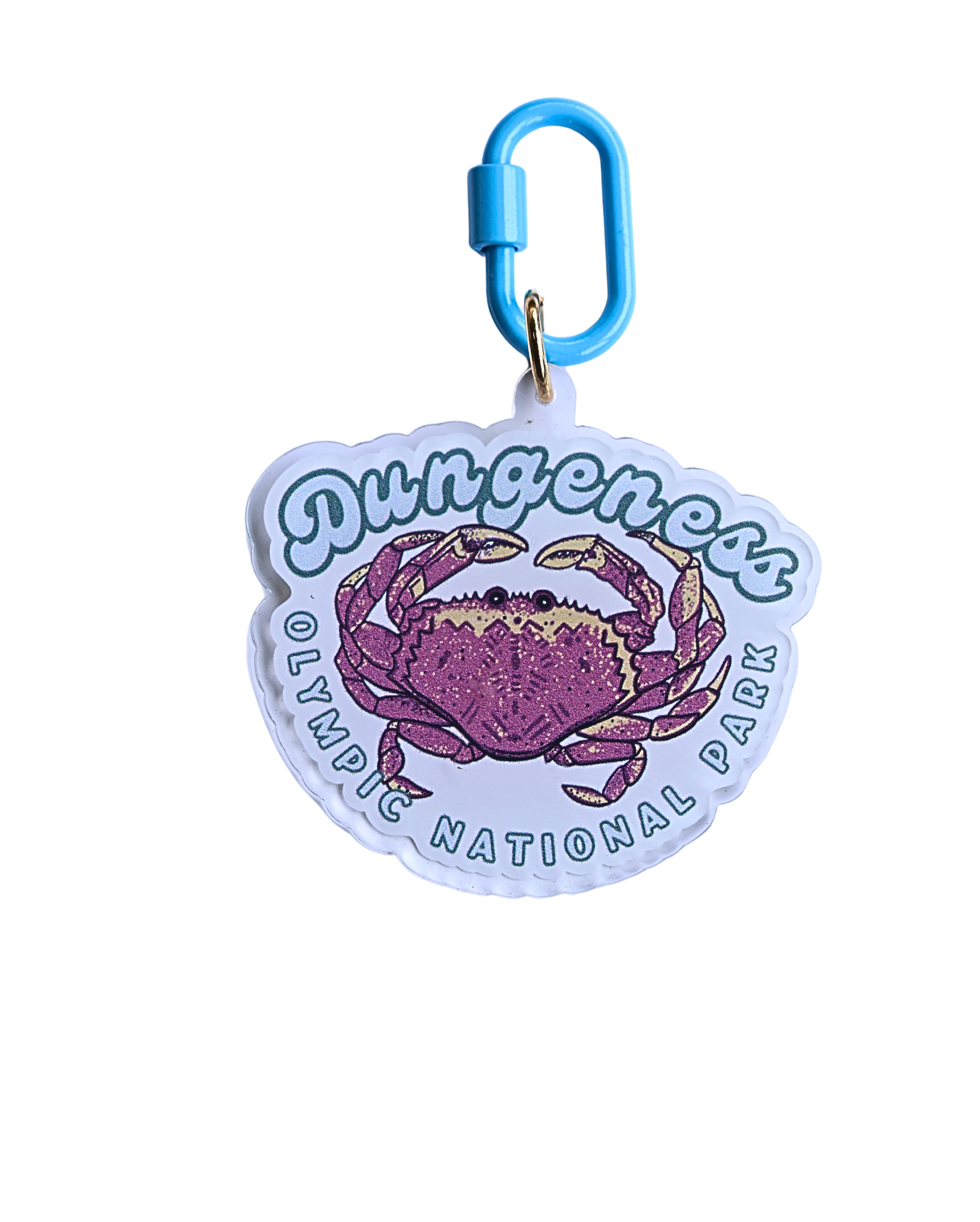 Olympic National Park Keychain | Dungeness Crab Illustration | Waterproof Carabiner Keychain