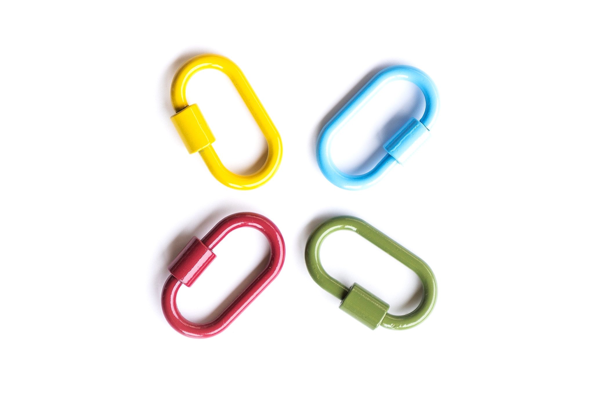 Mini Enamelware Carabiner Locking Keychain - Assorted Colors