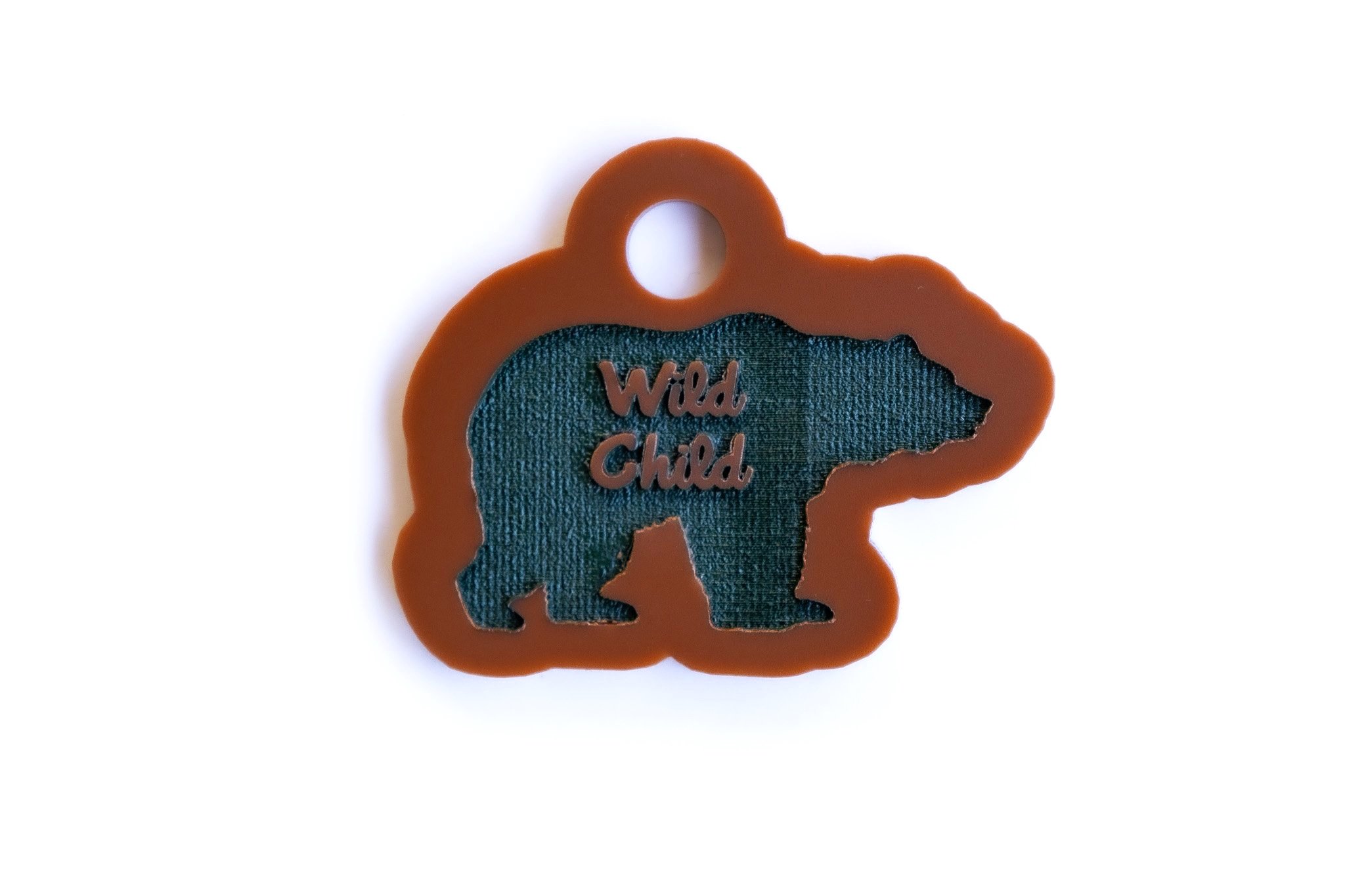 Bear-shaped Lost Kid tag - "Wild Child" - Backside customizable