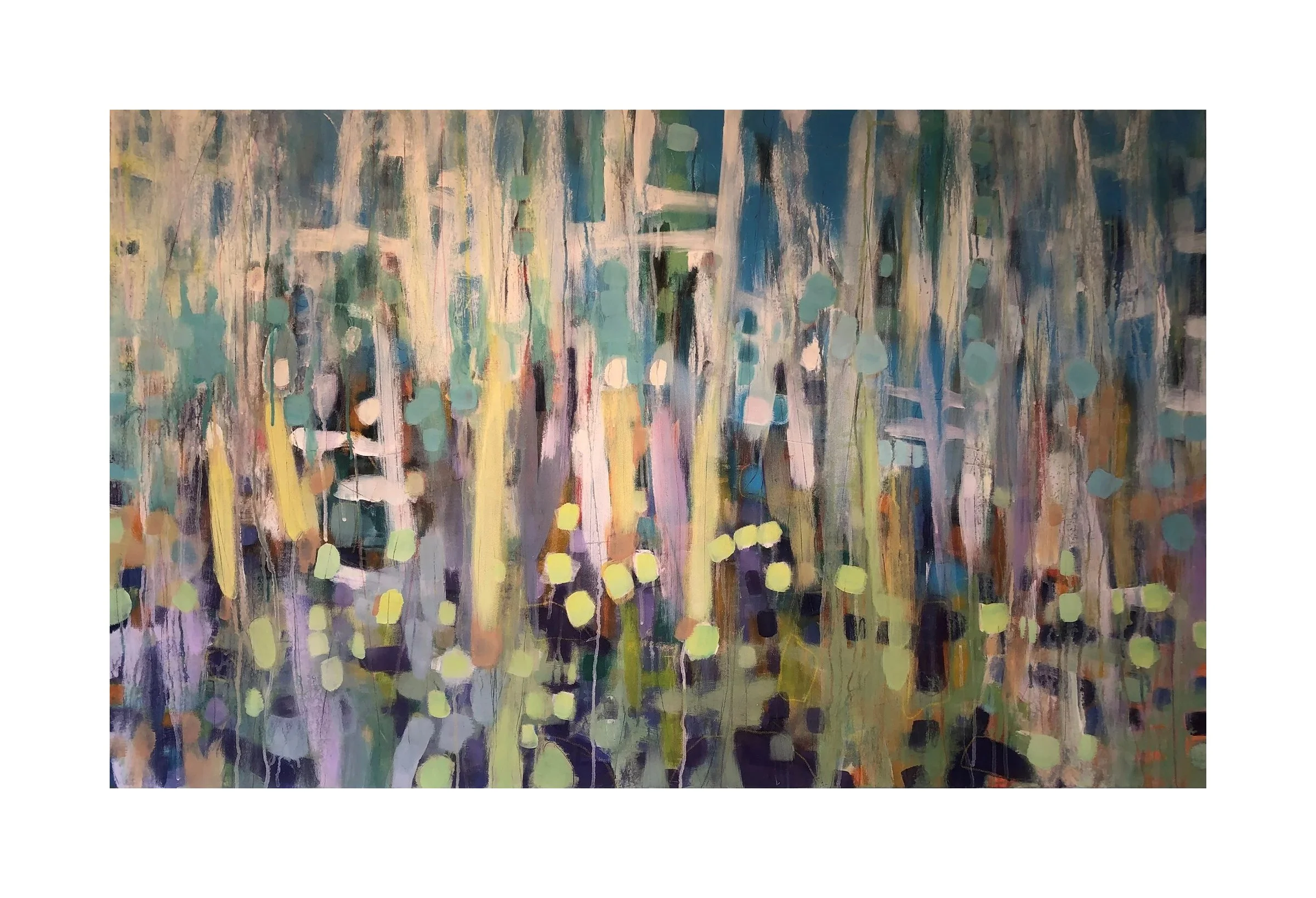 SOLD 
 Silver Screen , 2022 
Acrylic and mixed media on canvas 
 30 x 48 x 1.5 inches