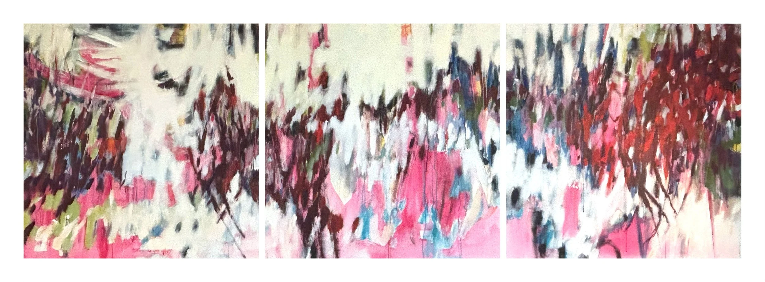  Summer Resonance , 2024 
Acrylic on canvas 
36 x 36 x 1.5 inches x3 (triptych)
