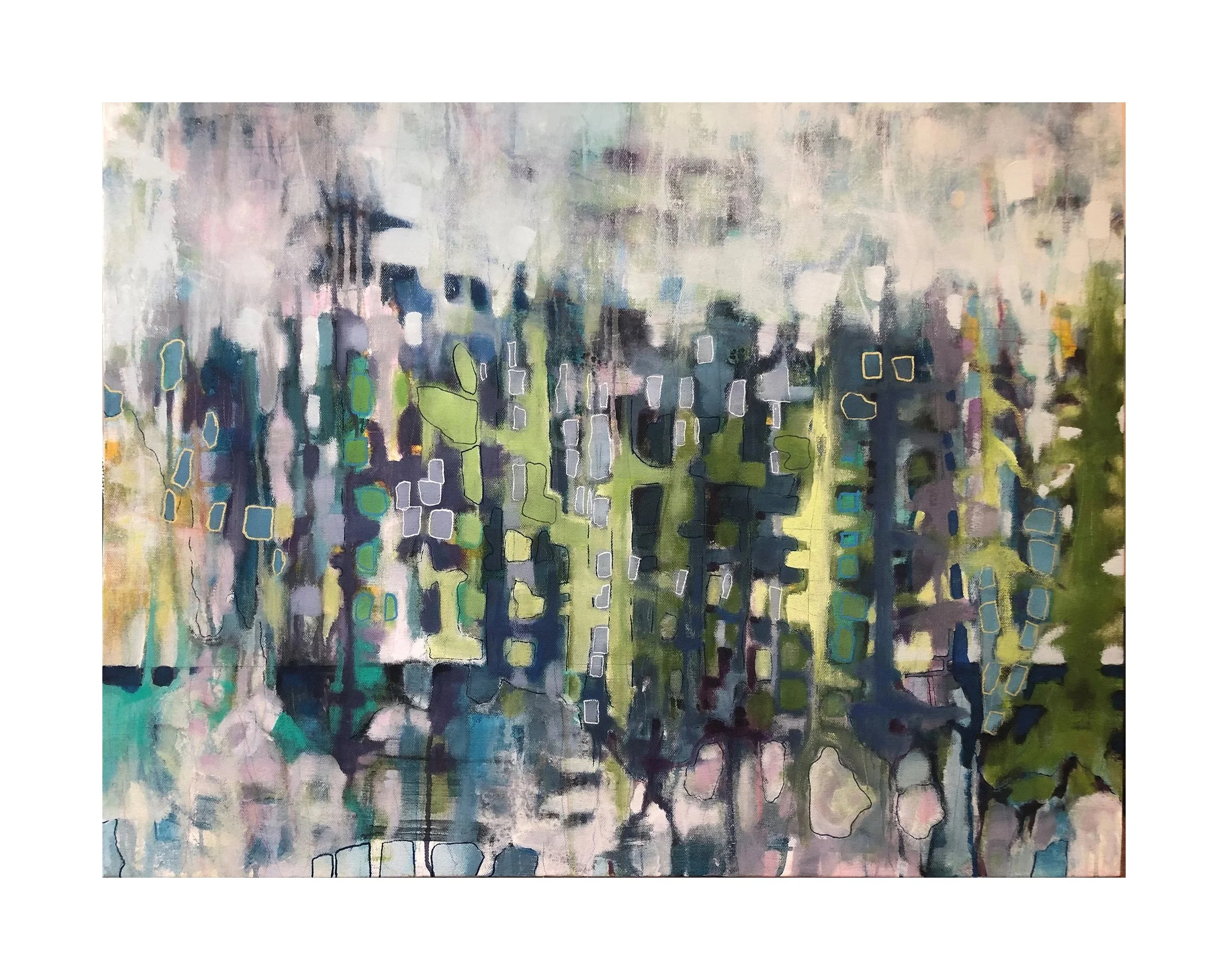 SOLD 
 We Together , 2022 
Acrylic and mixed media on canvas 
 24 x 36 x 1.5 inches