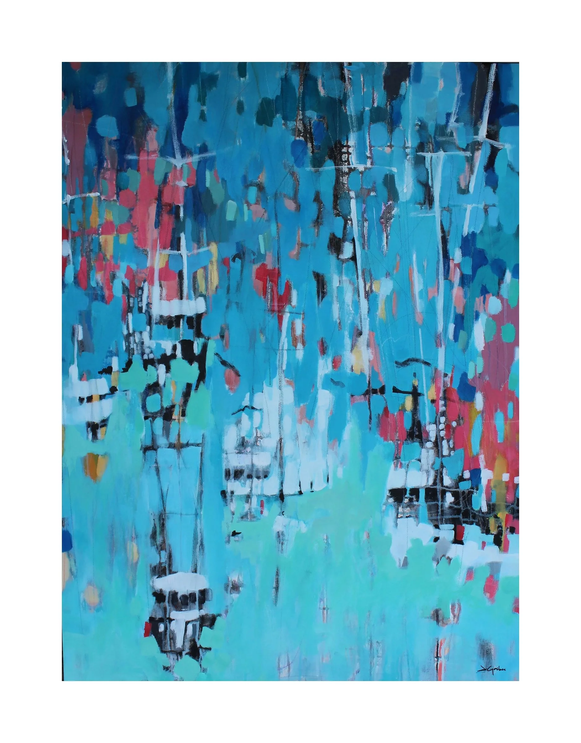 SOLD 
 Salish Run , 2023 
Acrylic and coloured pencil on canvas 
 48 x 36 x 1.5 inches